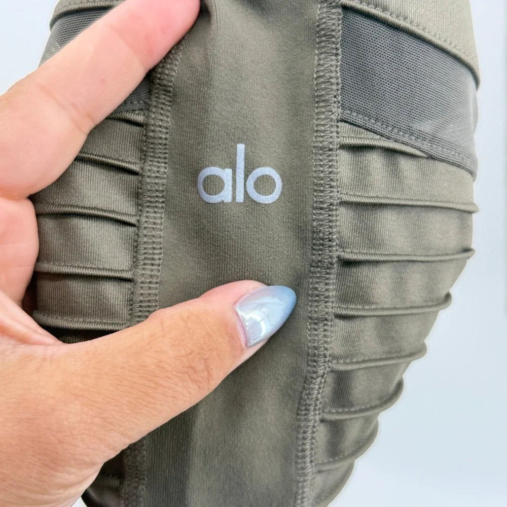 Alo Yoga Moto Legging High Waist Small Olive Green Womens Activewear Yoga Pants